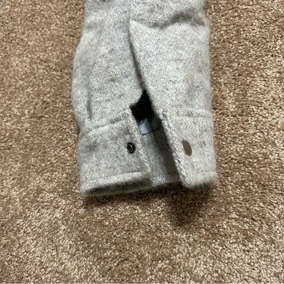 Wool Coat Alafoss of Iceland Icewool Gray Funnel Neck Mid Length Vtg Size Large - Picture 7 of 16